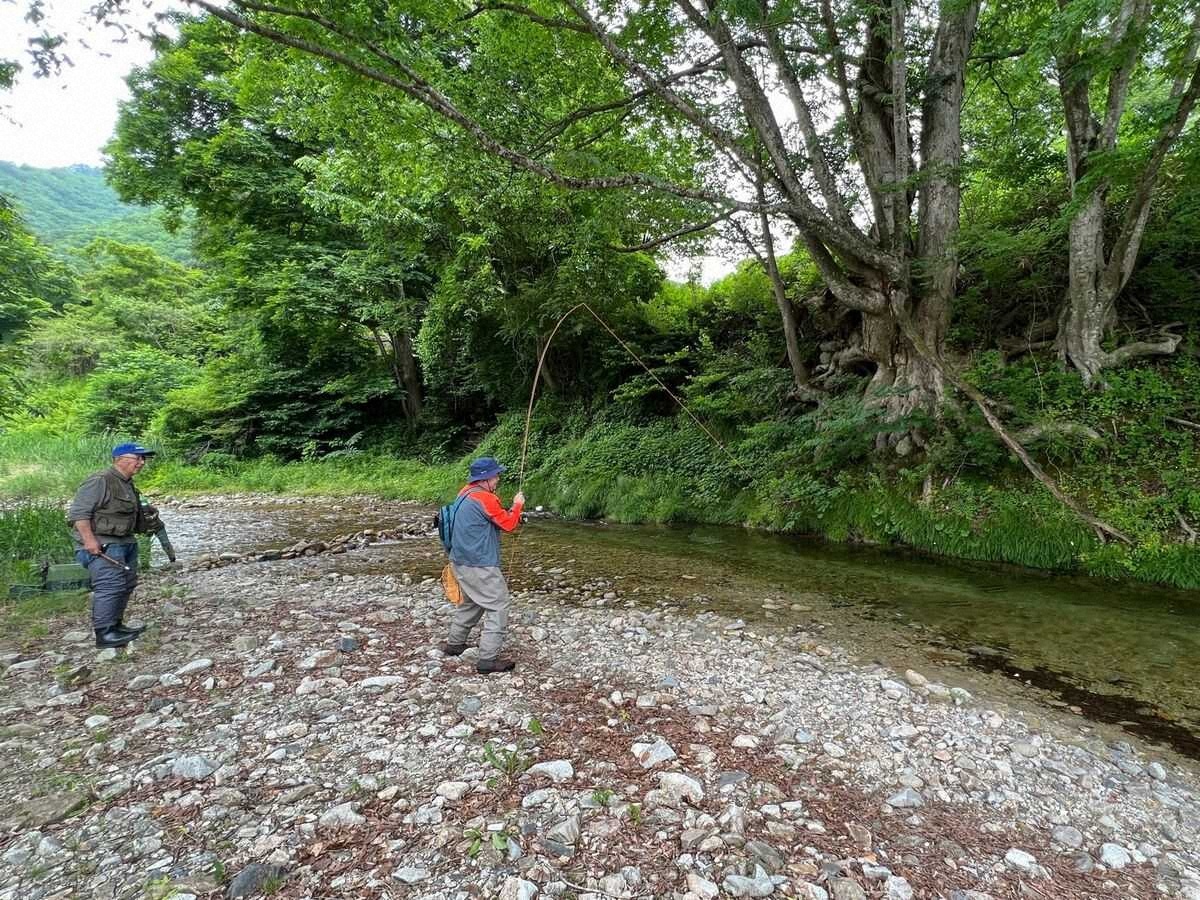 【画像・写真】激アツ渓流魚の宝庫で尺上32センチヤマメ　三依地区でフライ教室