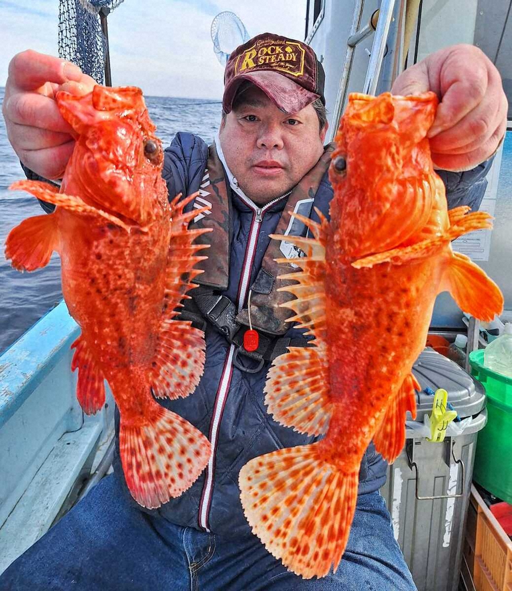 【画像・写真】脂たっぷり良型オニカサゴ連発！特餌・豚トロ切り身が威力発揮　神奈川・真鶴沖