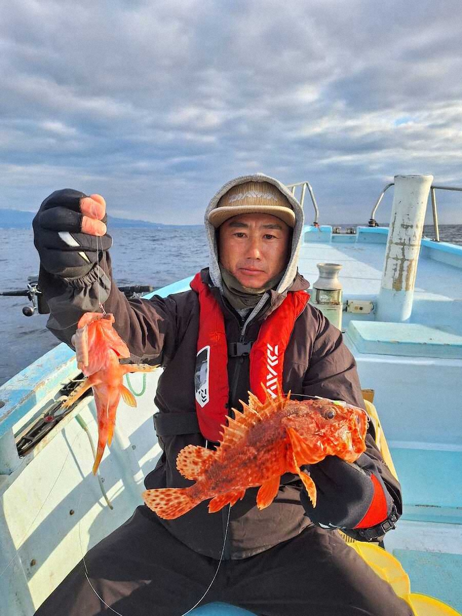 【画像・写真】脂たっぷり良型オニカサゴ連発！特餌・豚トロ切り身が威力発揮　神奈川・真鶴沖