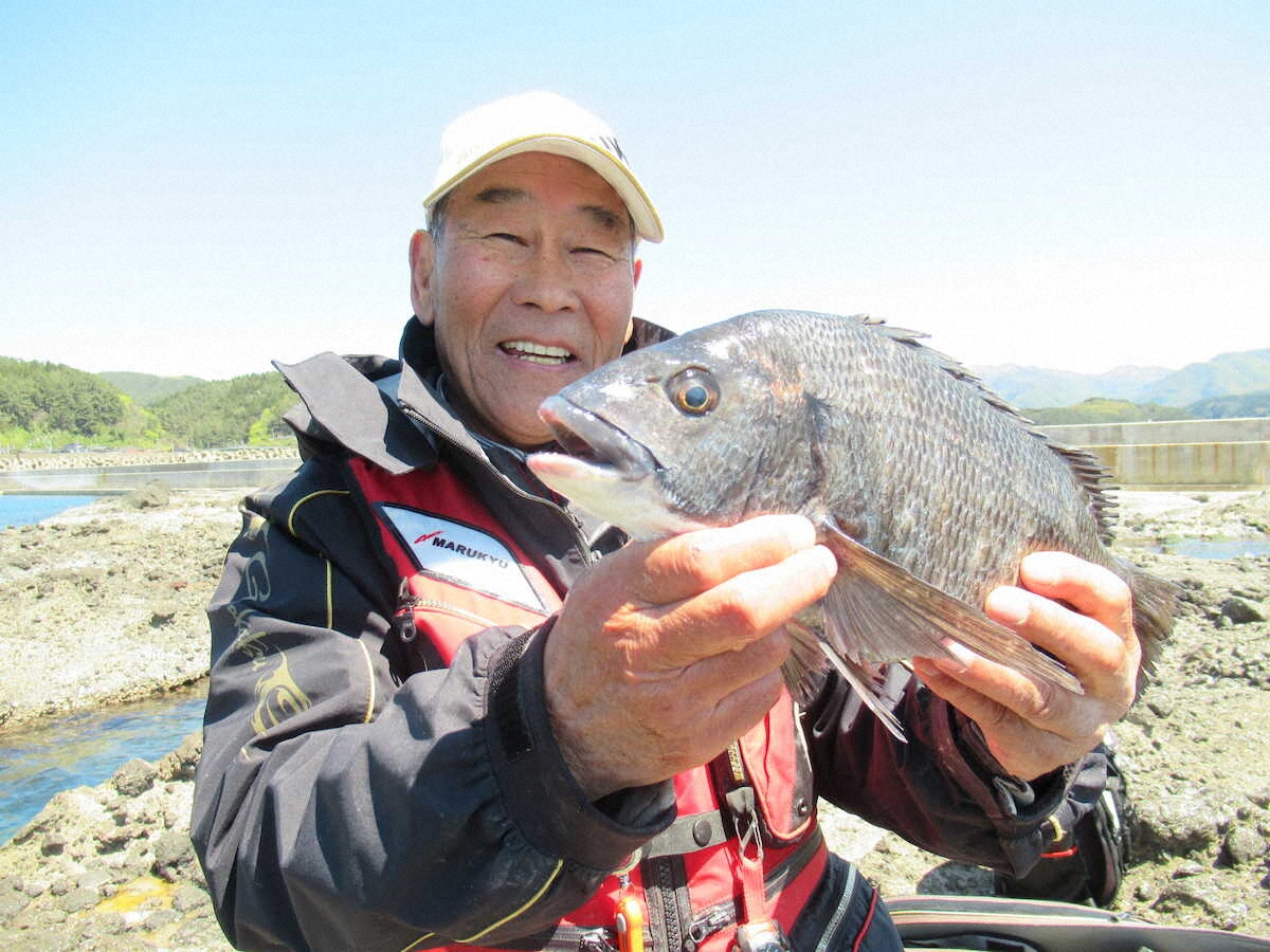 【画像・写真】春クロダイ連発で笑顔満開　今シーズン初で48センチ