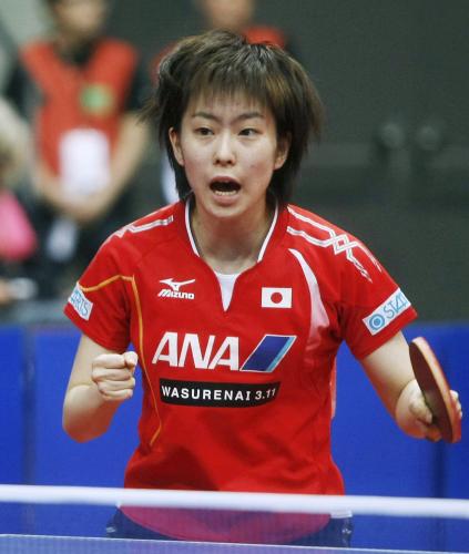 女子シングルス３回戦で韓国選手を下し、五輪出場権獲得が確実となった石川佳純