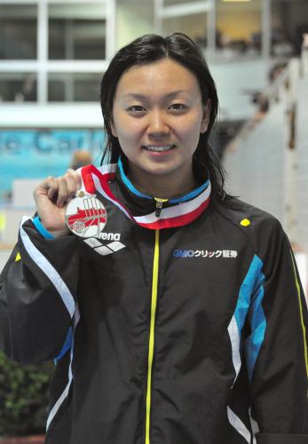 女子５０メートルバタフライで日本新記録をマークした加藤ゆか