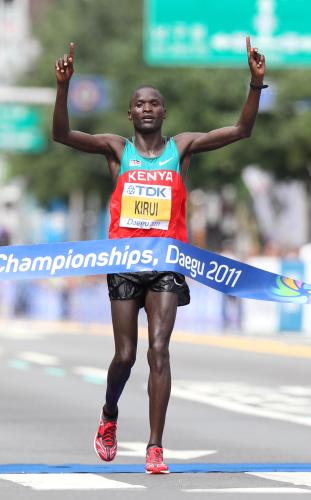 ＜世界陸上　男子マラソン＞１位でゴールしたケニアのキルイ
