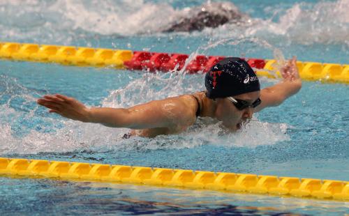 ＜水泳日本選手権　女子１００メートルバタフライ決勝＞１位の加藤