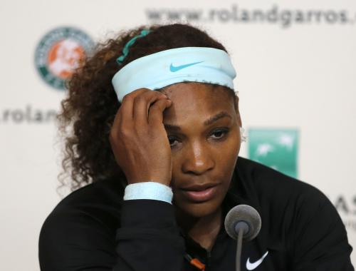 全仏オープン女子シングルス１回戦、試合後の記者会見で、「今までにないほどミスを重ねてしまった」と落胆の表情を見せた第５シードのＳ・ウィリアムズ
