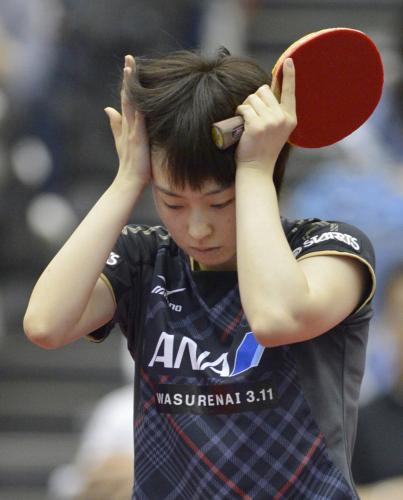 女子シングルス２回戦でシンガポール選手に敗れた石川佳純