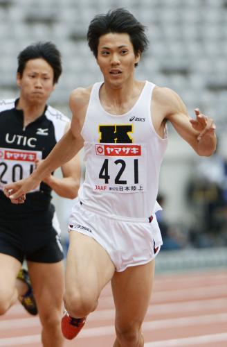 男子１００メートル予選　10秒14で決勝に進出した山県亮太