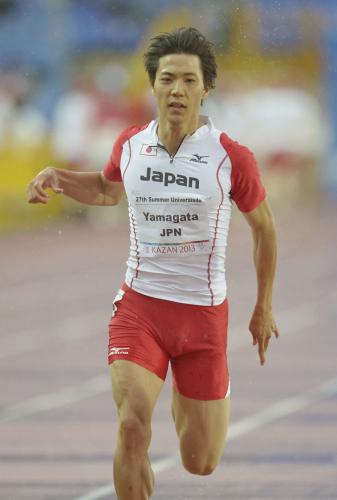 男子１００メートル準決勝　10秒34で決勝に進出した山県亮太