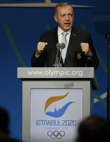 ＩＯＣ総会でイスタンブールのプレゼンテーションをするトルコのエルドアン首相