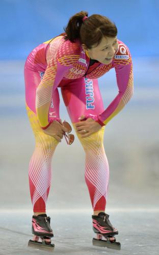 女子５００メートルで６位に終わった岡崎朋美