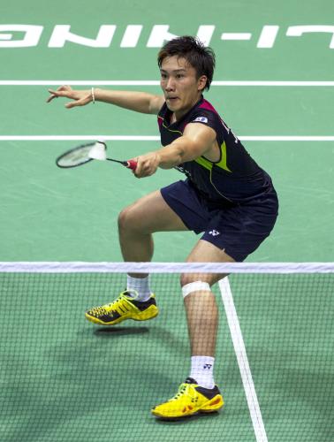 マレーシア戦の第３試合　シングルスでストレート勝ちした桃田賢斗