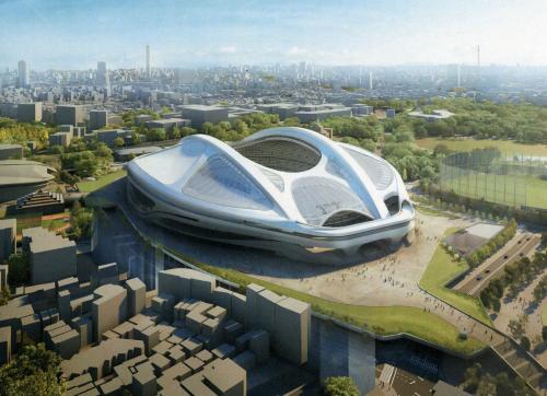 ２０２０年東京五輪・パラリンピックのメーンスタジアムとなる新国立競技場のイメージ（日本スポーツ振興センター提供）