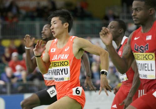 男子60メートル準決勝　力走する桐生祥秀（６）