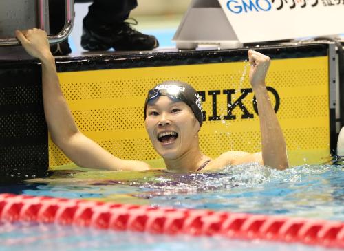 女子２００Ｍ平泳ぎで、日本新記録で決勝を制しリオ五輪出場を決めた金藤