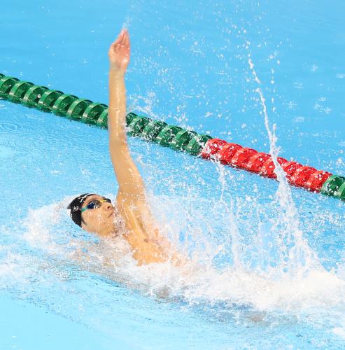 ＜水泳＞２００ｍ背泳ぎ決勝で７位に終わった入江
