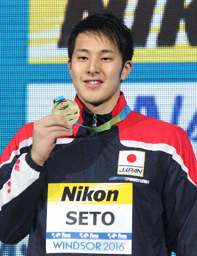 男子４００メートル個人メドレーで３連覇を果たした瀬戸大也