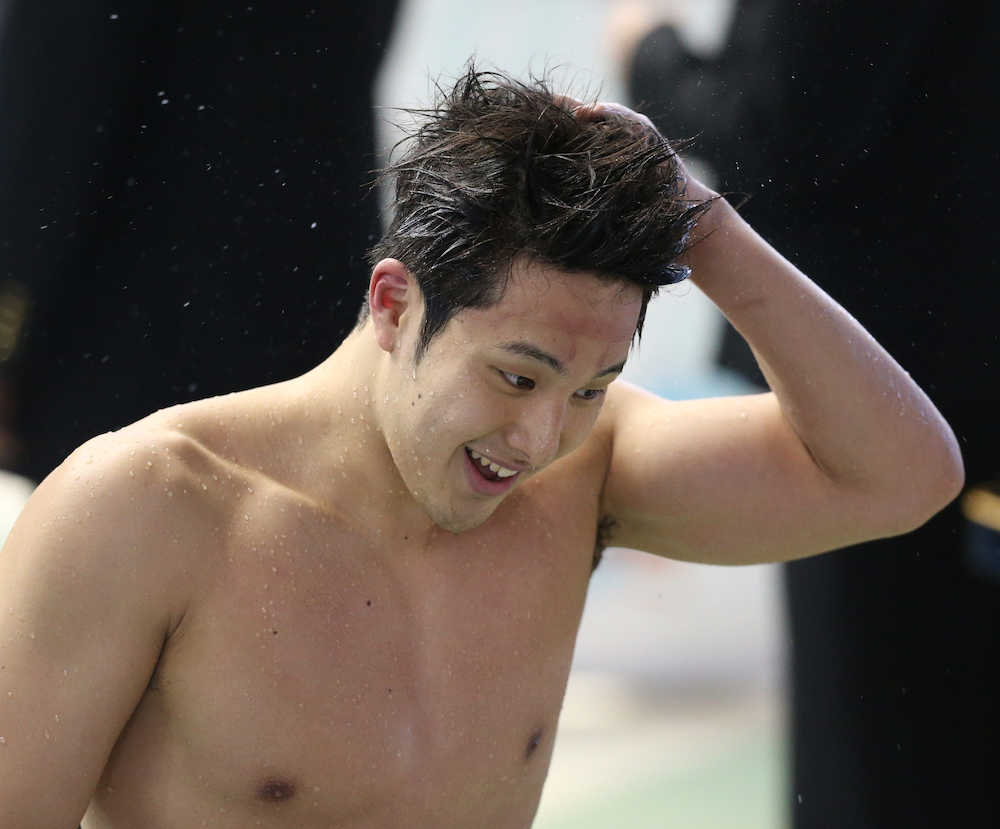 ＜水泳東京都選手権＞男子２００メートル自由形を制し笑顔を見せる瀬戸大也