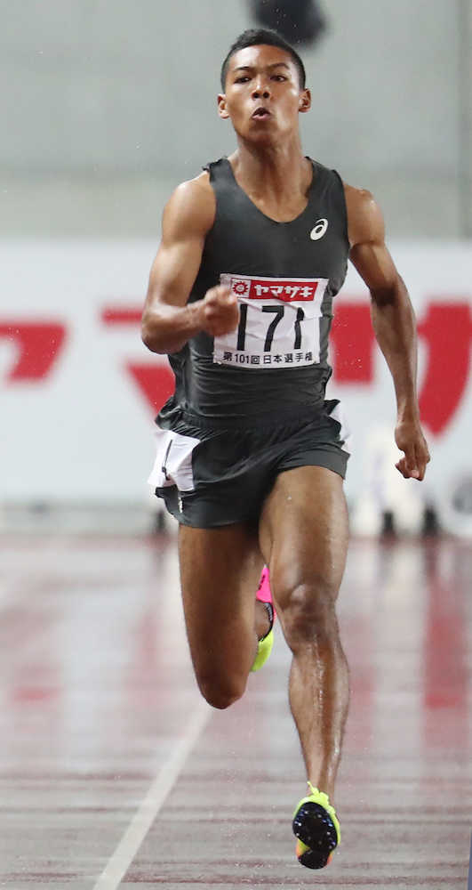 ＜陸上・日本選手権２日目＞１００メートル決勝で優勝したサニブラウン