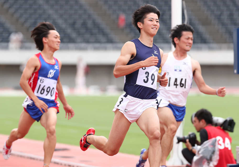 ＜西日本インカレ・男子１００メートル準決勝＞１０秒１６で決勝進出を決めた多田修平