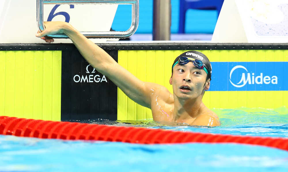 世界選手権男子１００メートル背泳ぎ決勝、４位に終わった入江