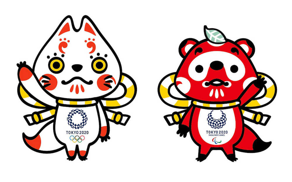 ２０２０年東京五輪（左）と同パラリンピックの公式マスコット最終候補３作品の「ウ」