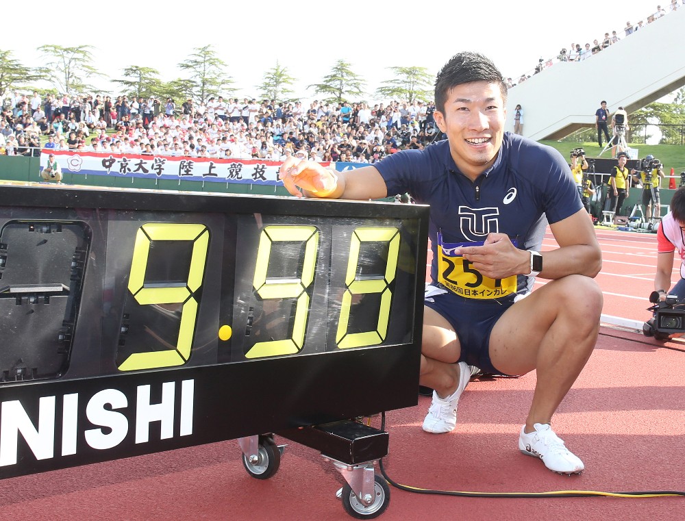 ９月９日、福井県営陸上競技場で行なわれた日本インカレで日本人初の９秒台をマークした桐生