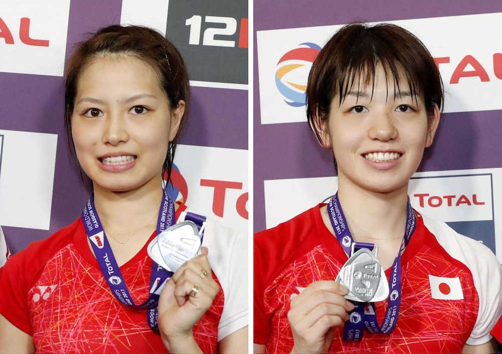 昨年のバドミントン世界選手権・女子ダブルスで銀メダルを獲得した福島由紀（左）と広田彩花