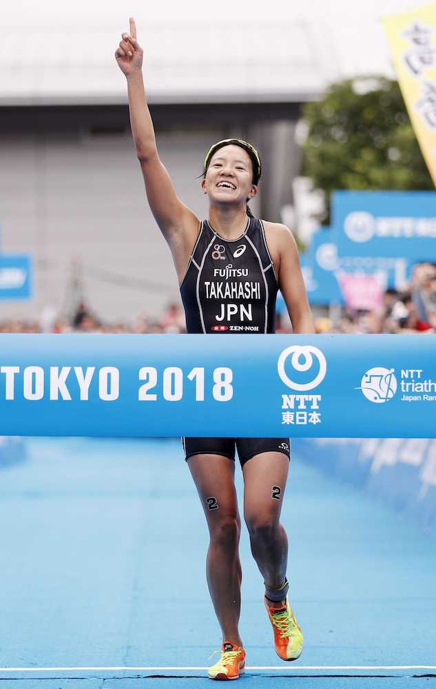 トライアスロン日本選手権　１時間５９分５０秒で女子初優勝の高橋