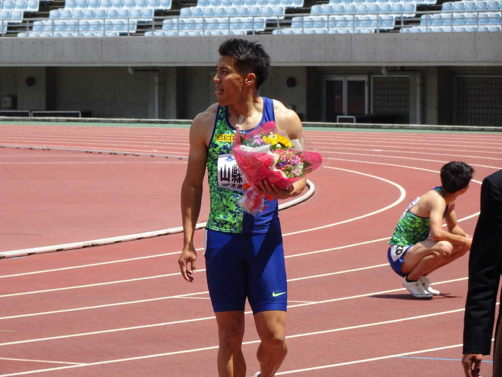 ＜陸上・木南道孝記念＞男子100メートルに優勝した山県亮太