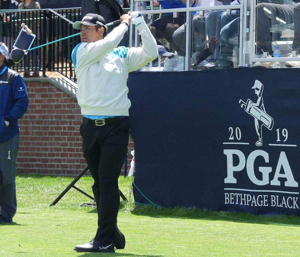 【画像・写真】松山が最終調整　全米プロは好相性、和やかムードでチェック