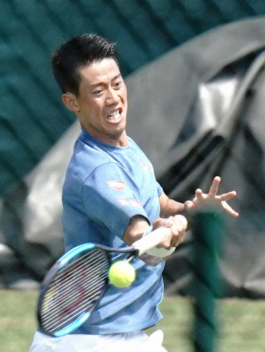 【画像・写真】初戦に向け汗を流す錦織圭（撮影・小海途　良幹）