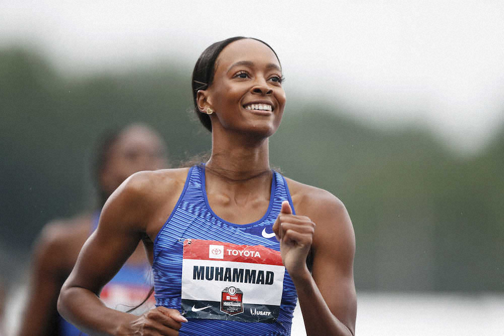 全米選手権の女子400メートル障害で世界新記録を樹立したムハマド（AP）