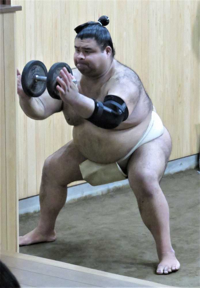 【画像・写真】高安、焦らず左肘ケア　稽古はせずにトレーニングで汗を流す