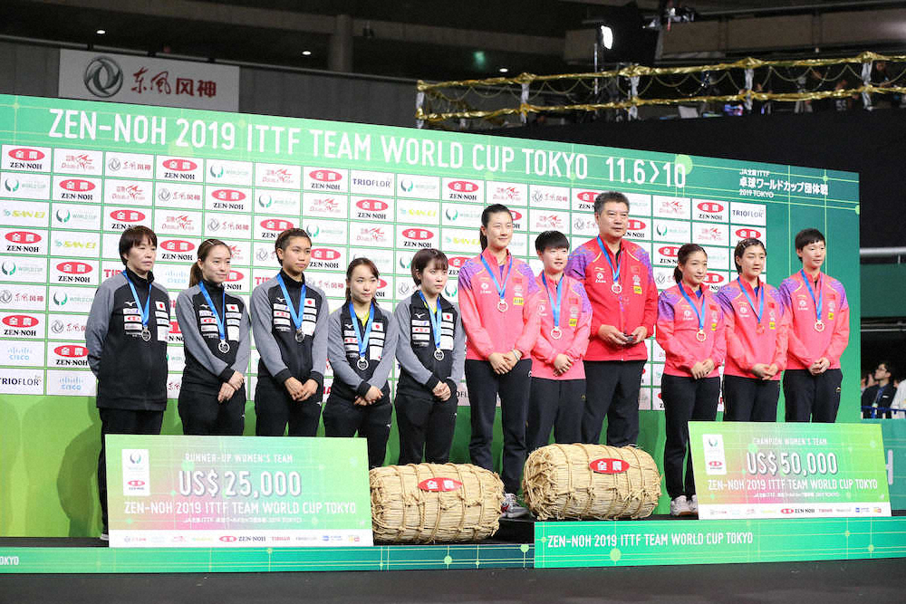 【画像・写真】石川佳純、伊藤美誠、平野美宇、卓球W杯団体戦副賞に米500キロ