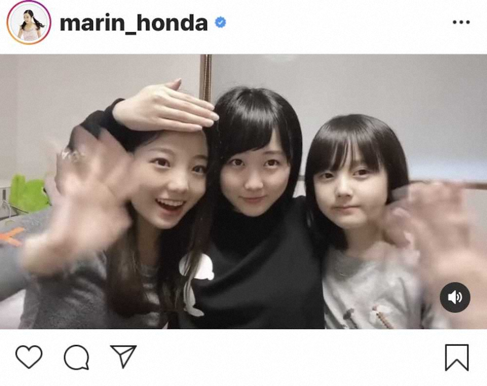 母親に感謝を伝える動画を投稿した（左から）真凜、望結、紗来の本田3姉妹。（本田真凜公式インスタグラムから）
