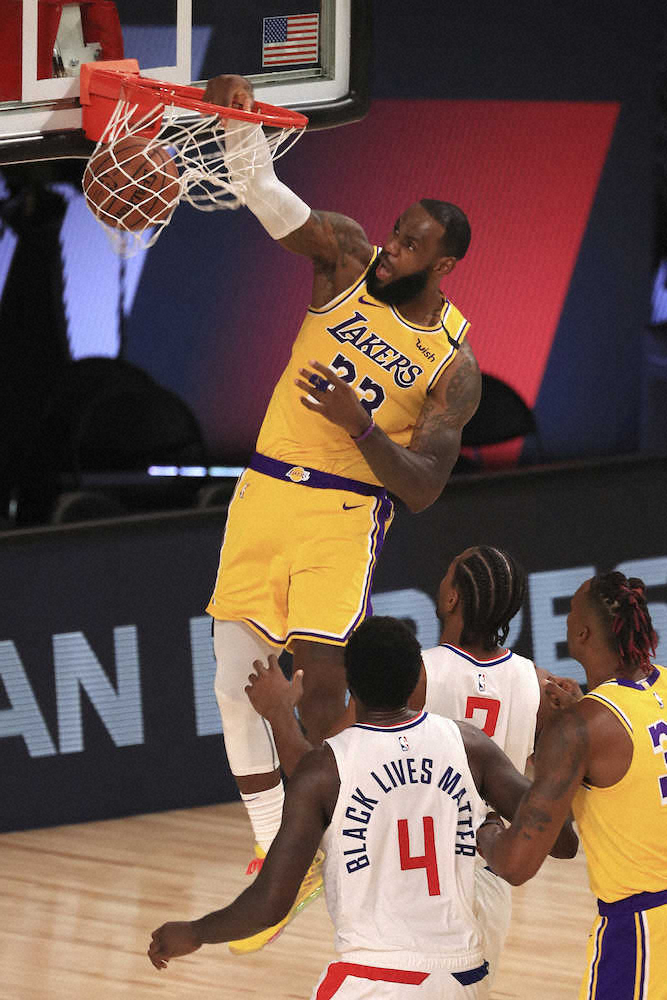 【画像・写真】レイカーズが再開初日にクリッパーズに辛勝　ジェームズが残り12・8秒に決勝点