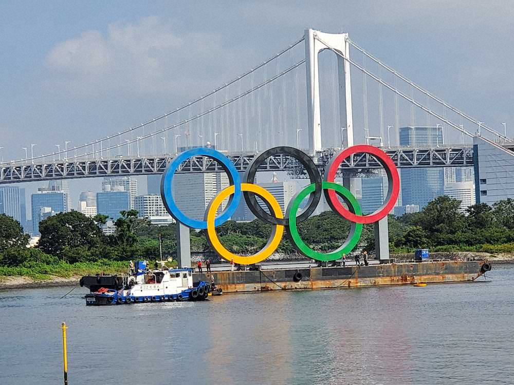 【画像・写真】東京・お台場の“五輪シンボル”一時撤去　安全点検とメンテナンス作業実施