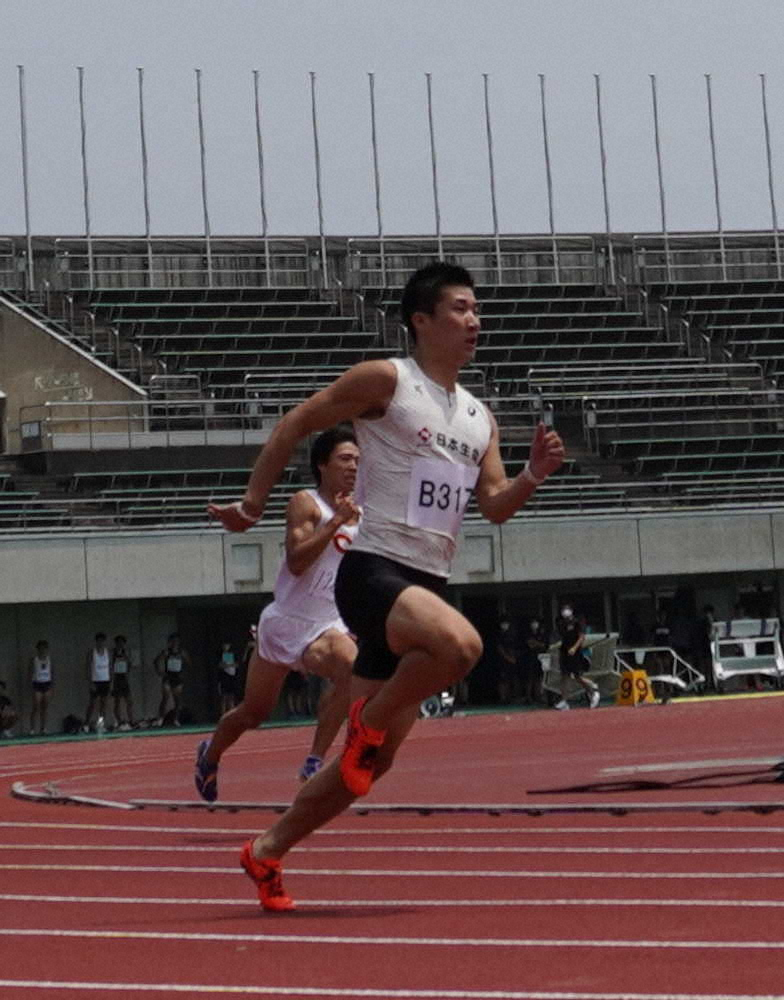 男子200メートルに出場した桐生（提供写真）