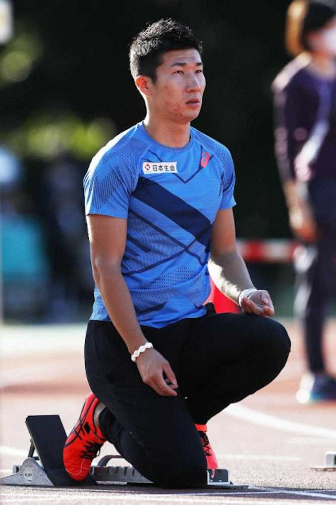 陸上の日本選手権男子100メートルに出る桐生祥秀は前日練習でスタートを確認する（写真提供:フォート・キシモト/日本陸上競技連盟）
