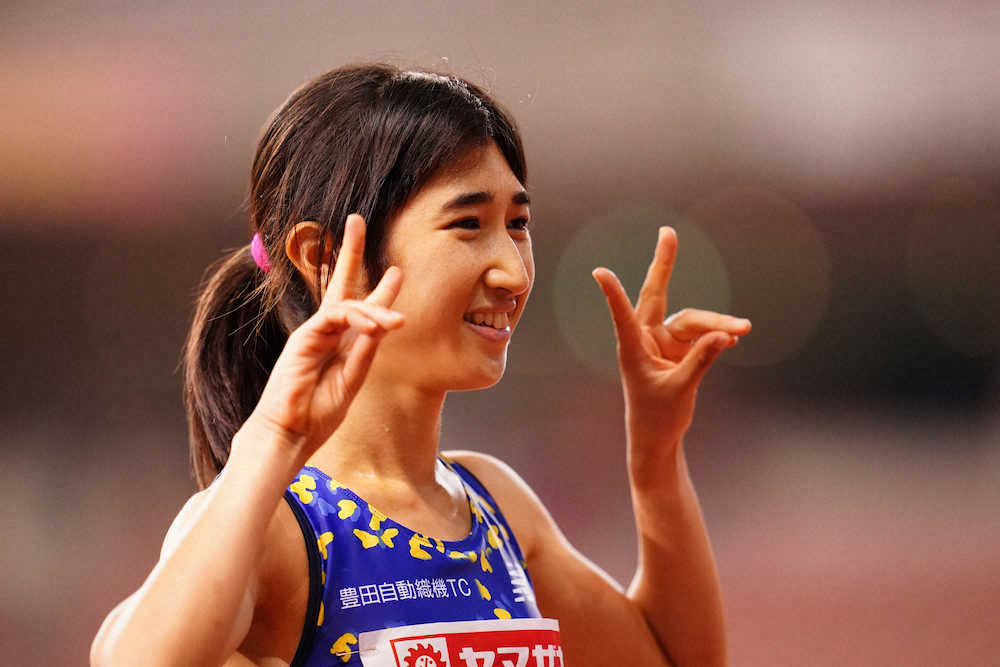 女子1500メートル決勝、独走で優勝した田中希実