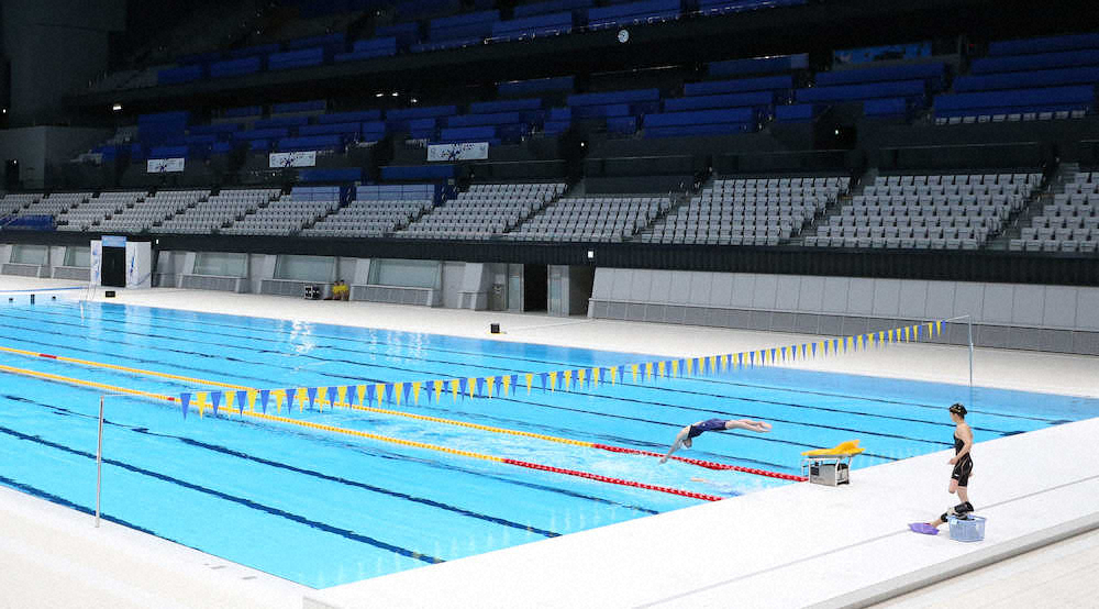 【画像・写真】ラモス瑠偉氏「素晴らしいプール」　五輪水泳会場完成式典　池江璃花子が試泳