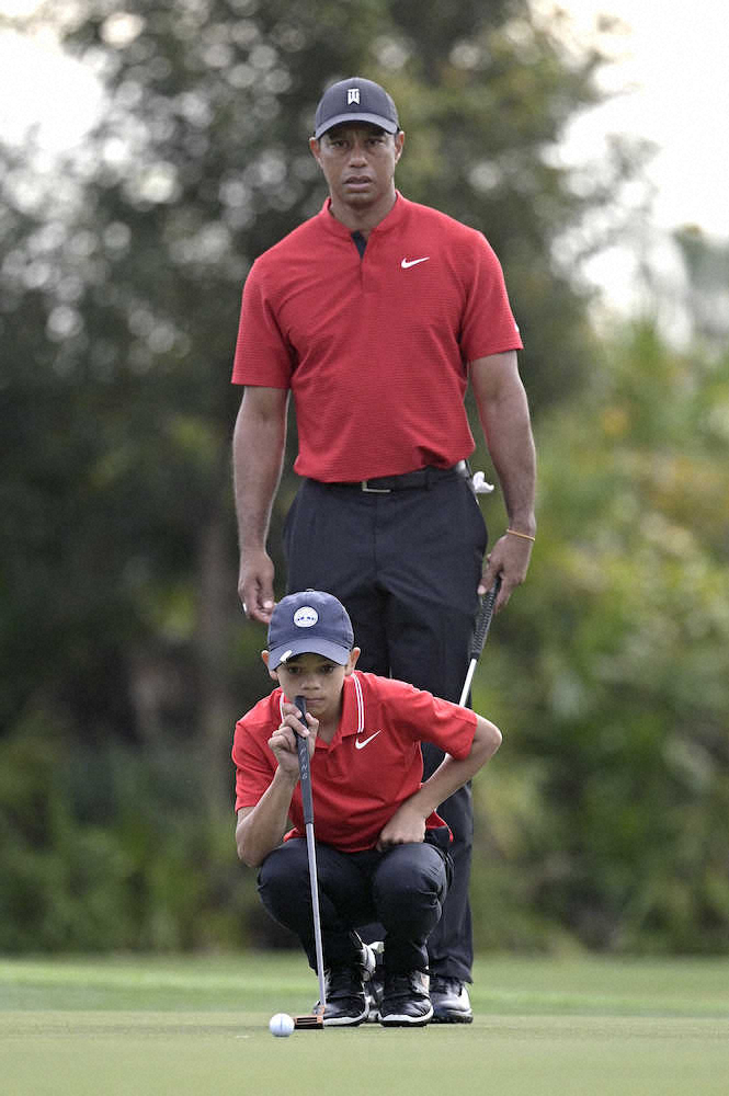 【画像・写真】ウッズ父子7位、赤黒の“勝負服”で奮闘　「一生の思い出になった」