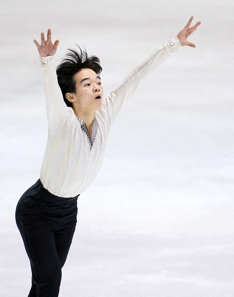 【画像・写真】鍵山優真が95・12点で首位発進　2位に佐藤、3位は本田　冬季国体少年男子SP