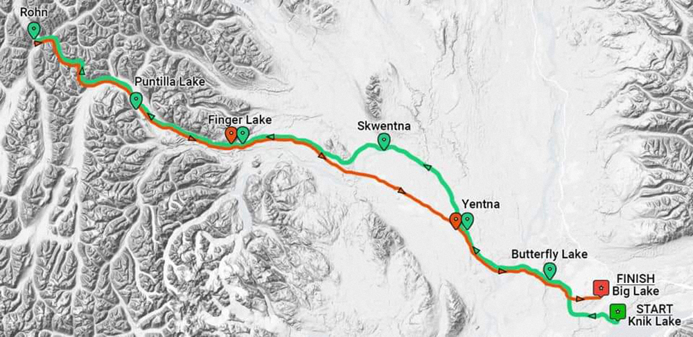 アラスカ560キロレースのコース図
