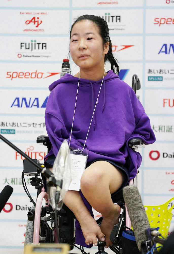 女子50メートル背泳ぎ（運動機能障害S2）で1分5秒44の日本新をマークした山田美幸