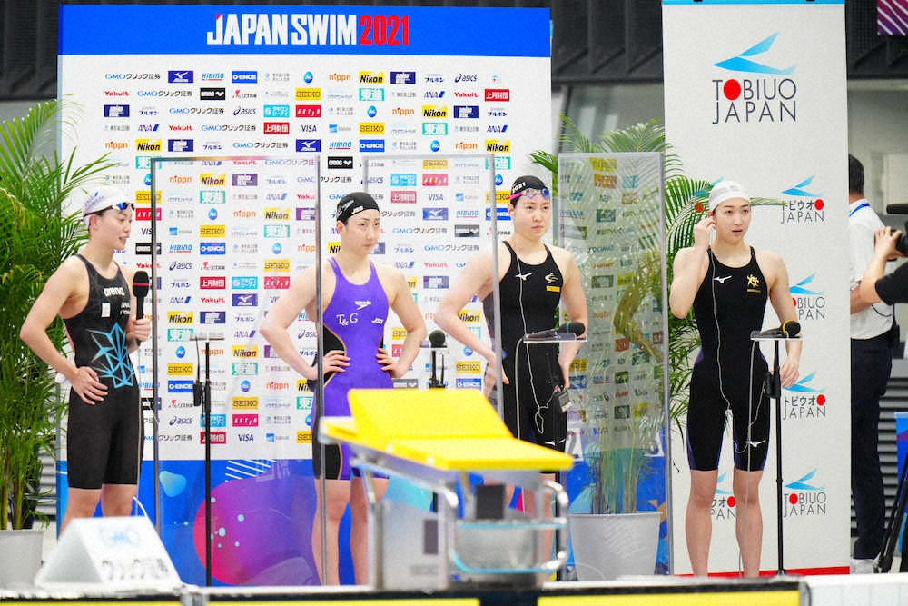 【画像・写真】女子100自由形上位4人がリレー派遣標準記録突破　酒井「高め合いたい」、五十嵐「頼れる存在に」
