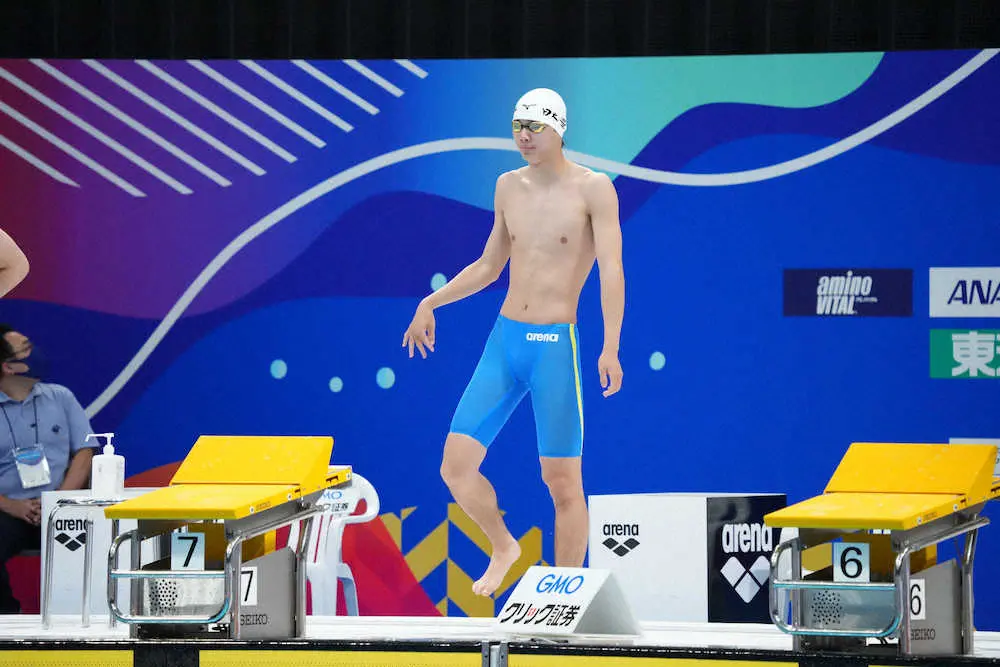 第97回日本選手権水泳競技大会最終日　男子50メートルバタフライ予選、レースに臨む光永翔音（C）スイミングマガジン