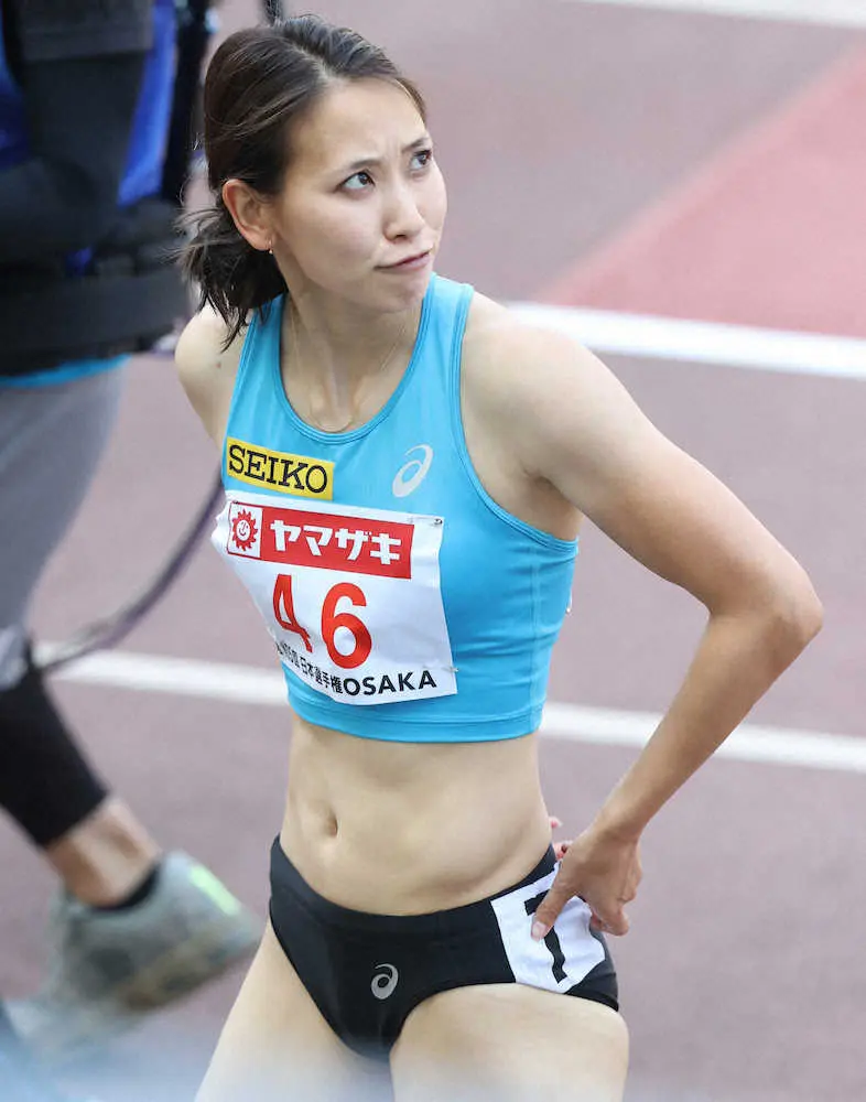 女子100メートル予選　4組5着に終わった福島（撮影・北條　貴史）