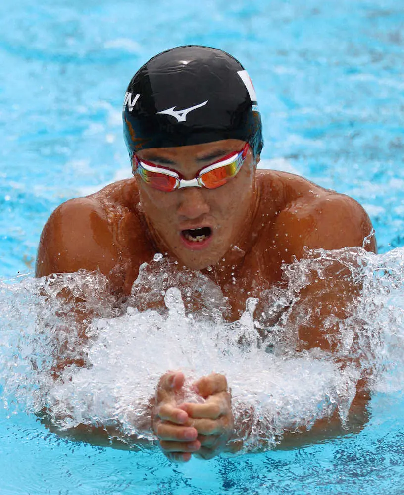 男子100メートル平泳ぎ決勝、オープン参加する佐藤