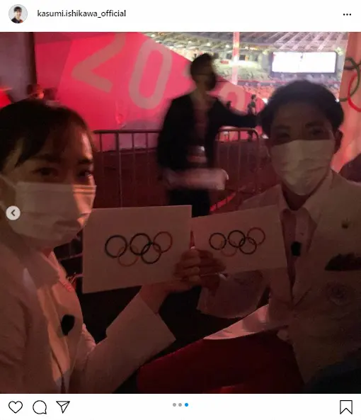 【画像・写真】石川佳純　五輪選手宣誓から一夜明け「一生忘れられない一日に」　山県とのツーショットも公開